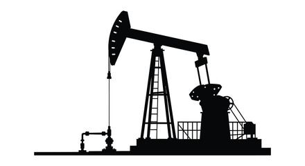 Silhouette of a classic oil pump rig against a plain white background