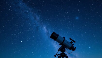 highly detailed astrophotography, modern telescope under starry night sky, realistic galaxy background, faint nebula, natural astronomy look, ultra realistic