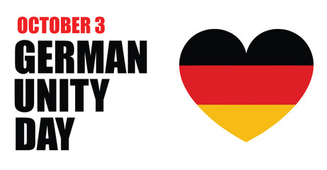 German Unity Day heart illustration with black, red, and gold colors symbolizing patriotism, national pride, and October 3 celebration
