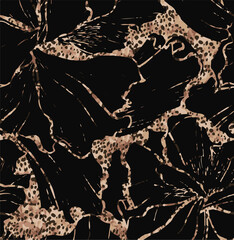 Animal skin tiger ,and cheetah,lepard in safari mood in the wave way seamless pattern in vector , Design for fashion ,fabric, web, wallpaper , wrapping ,