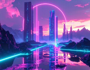 Abstrakcyjen cyberpunkowe tło
