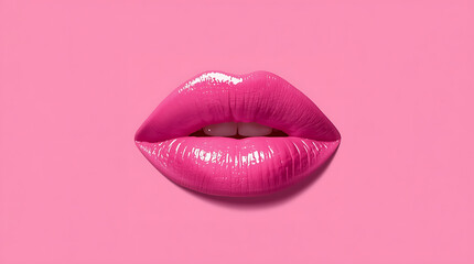 Pink Lips On Pink Background