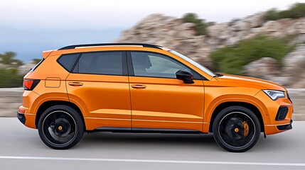 Dynamic Urban Drive of a Stylish New SUV in a Scenic Landscape