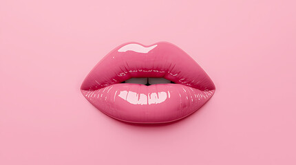 Pink Lips On Pink Background