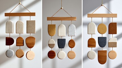 Earthy Toned Baby Mobile for Crib Adorned with Natural Textures and Shapes