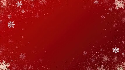 Red holiday background with snowflakes for seasonal themes, ideal for greetings, parties, and joyful visuals