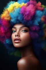 Woman with Colorful Afro Hairstyle