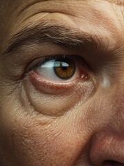 Close-up of an Elderly Man's Eye, Detailed and Realistic
