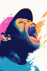 Colorful Pop Art Chimpanzee Illustration