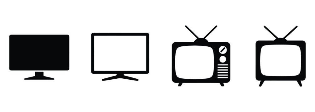 WebModern flat screen monitors and retro vintage televisions for technology evolution, media display and entertainment concepts, showcasing digital device history and design trends