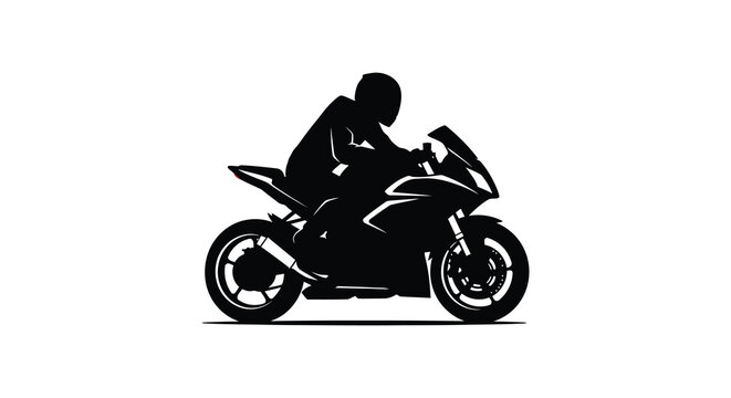 Silhouette of a motorcyclist riding a sportbike in a dynamic pose