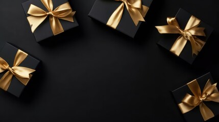 Black Friday concept with gift boxes on dark backdrop, perfect for sales campaigns, ads, and commercial visuals