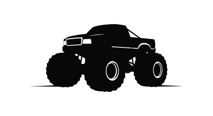 Black silhouette of a large monster truck with oversized tires © Rita
