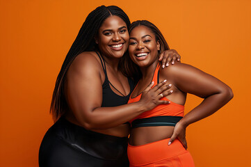 Fitness and Friendship: Curvy Women in Red Sportswear