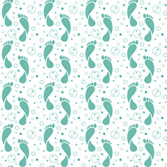 Seamless pattern with leaves footprints, perfect for eco friendly design. Eco steps endless texture