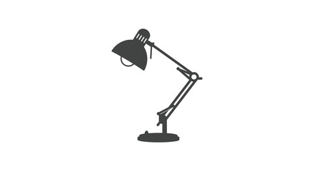 Simple black desk lamp with adjustable arm and circular lampshade illustration