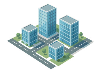 A miniature model of glass buildings and streets in a modern, contemporary style, crafted with a tilt‑shift focus technique