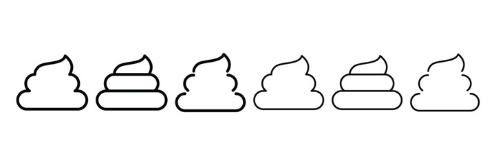 Poop vector set. Dirty Poop line Icons Collection. Excrement, dung, poo, scat, shit vector collection. Poo outline illustration