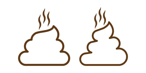 Poop vector design. Brown poop vector line set. Vector poo Symbols for Mobile App, Chat Sticker, and Meme Design
