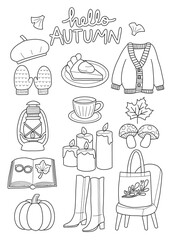 秋のアイテム塗り絵