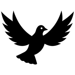 Obraz premium Elegant silhouette of a dove in flight with open wings. Perfect for peace logos, wedding invitations, religious graphics, and creative designs.