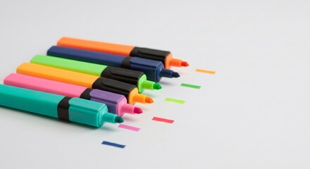 Naklejka premium Colorful Highlighters on White Background