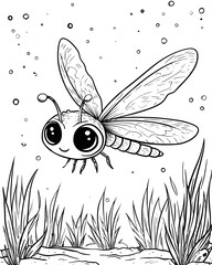 A cute dragonfly with eye big coloring page