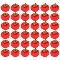 Seamless pattern vector illustration featuring uniform persimmon fruits in bright orange with green leaves, creating a fresh, playful, and eye-catching design ideal for food, packaging