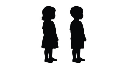 Silhouettes of two children standing side by side facing away from each other