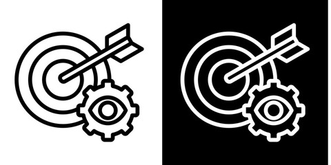 Vision And Mission  Icon Set White Style Collection
