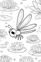 A dragonfly on flower coloring page