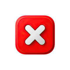 Obraz premium Rounded Corners Red X Icon in Flat Style with No Shadow on Transparent Background