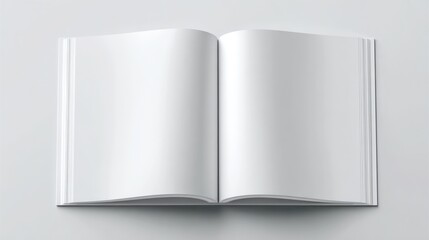 Naklejka premium Two open blank pages of a hardcover book on a plain white surface, ready for text or images