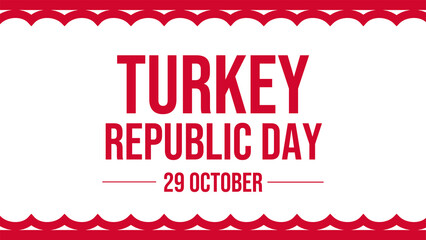 Turkey Republic Day Minimal with red typography banner design on the white background illustration