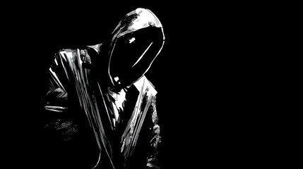 Silhouette figure with hood