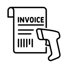 Invoice scanner outline, smart billing icon, automated invoice interface, digital billing design, barcode scanner symbol, invoice processing system