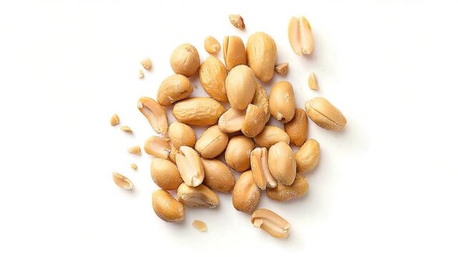 A collection of nuts arranged on a white background