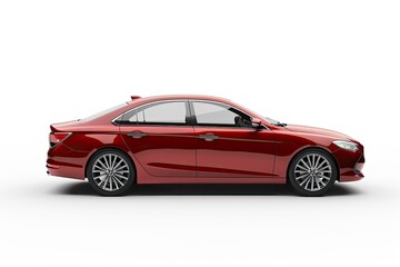 Obraz premium Pixel Perfect Picture of Sedan Car Isolated Side View 3D Rendering Isolated on White Background