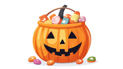 Smiling Candy Corn Character with Pumpkin in a Festive Setting