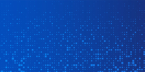 Blue pixel background. Abstract digital pattern with square elements grid. Futuristic dotted mesh with gradient effect. Geometric minimal digital design. Modern vector illustration.
