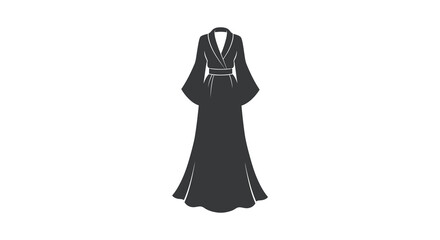 Naklejka premium Elegant black kimono illustration a traditional japanese garment on white background