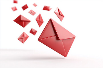 Naklejka premium The sending of an email, 3D render, isolated on a white background.