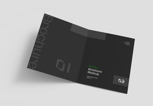 Open View Bifold Brochure PSD Mockup