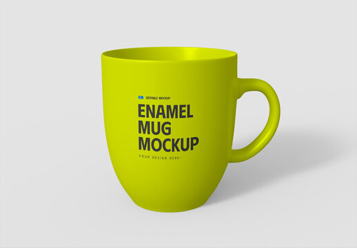 Yellow Enamel Coffee Mug Mockup