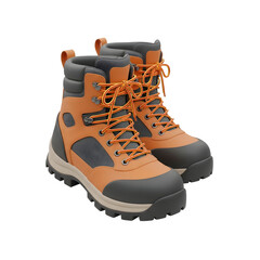 Pair Of Hiking Boots In Orange And Grey