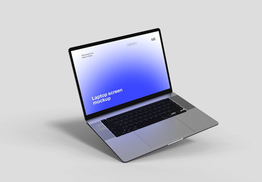 Floating Modern Laptop Screen Mockup PSD for Website & App Display