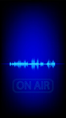 On Air Radio Broadcast with Sound Wave Spectrum Background