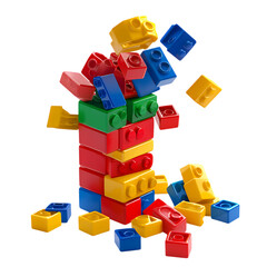 Naklejka premium Toy building blocks tower collapsing png