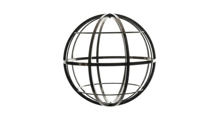 Isolated metal sphere frame sculpture artistic object abstract design decoration indoor