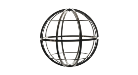 Isolated metal sphere frame sculpture artistic object abstract design decoration indoor